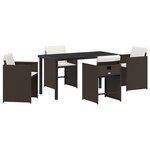 vidaXL Ensemble de salle à manger pour jardin 5 Pièces Marron Poly rotin