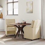 vidaXL Chaises de Salle à Manger avec Roues avec des roues 2 Pièces Crème