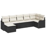 vidaXL Ensemble de canapé de jardin 7 Pièces Noir  blanc Poly rotin