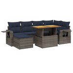 vidaXL Salon de jardin 7 Pièces avec coussins gris résine tressée