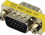 Coupleur VGA mâle (D-sub DE-15) vers VGA mâle (D-sub DE-15) (Argent et Jaune)