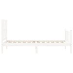 vidaXL Cadre de lit avec tête de lit blanc simple bois massif