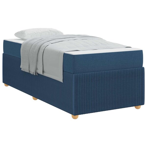 vidaXL Cadre de lit avec matelas Bleu 100 x 200 cm tissu