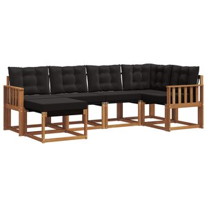 vidaXL Ensemble de canapés d'extérieur 6 pc Naturel et Noir