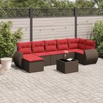 vidaXL Salon de jardin 8 Pièces avec coussins marron résine tressée