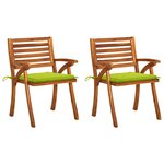 vidaXL Chaises à manger de jardin avec coussins lot de 2 Acacia massif