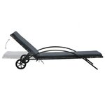 vidaXL Chaise longue avec coussin et roues Résine tressée Anthracite