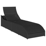 vidaXL Chaise longue pliante coussin et rangement noir résine tressée