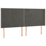 vidaXL Tête de lit à LED Gris foncé 203x16x118/128 cm Velours