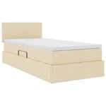 vidaXL Lit avec rangement et LED avec matelas Crème 100 x 200 cm tissu