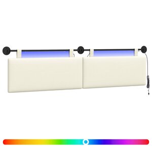 vidaXL Tête de lit suspendue Crème Tissu en velours côtelé