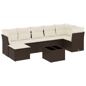 vidaXL Salon de jardin 8 Pièces avec coussins marron résine tressée