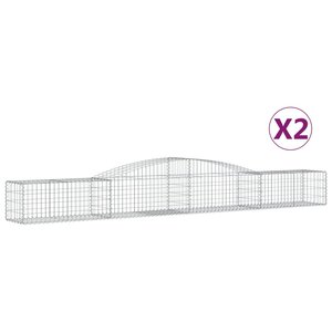 vidaXL Paniers à gabions arqués 2 Pièces 400x50x40/60 cm Fer galvanisé