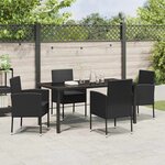vidaXL Ensemble de salle à manger pour jardin 5 Pièces Noir polyrotin