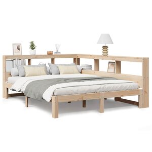 vidaXL Lit bibliothèque sans matelas 150x200 cm bois massif de pin