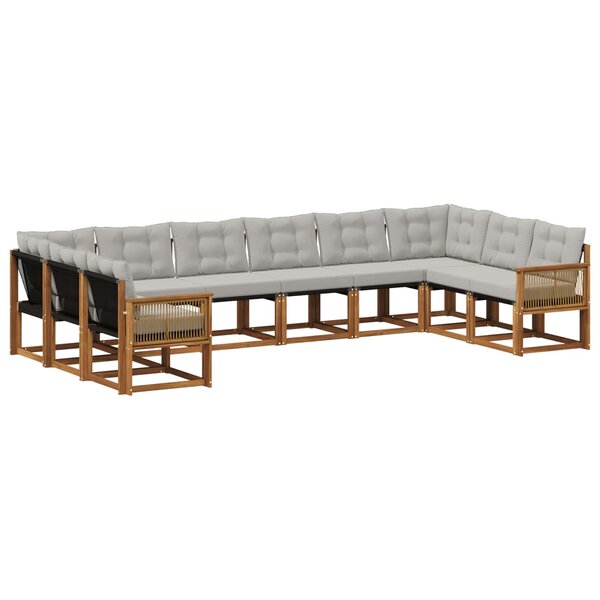 vidaXL Ensemble de canapés d'extérieur 10 Pièces Naturel et gris clair
