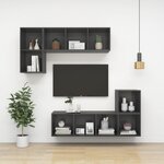 vidaXL Meuble TV mural Gris 37x37x72 cm Bois d’ingénierie