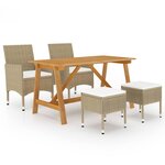 vidaXL Ensemble à manger de jardin 5 Pièces Beige