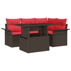 vidaXL Ensemble de canapé de jardin 5 Pièces Marron polyrotin