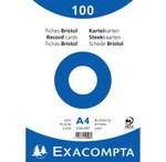 Paquet 100 fiches sous film - bristol uni non perforé - 210x297mm - Blanc EXACOMPTA