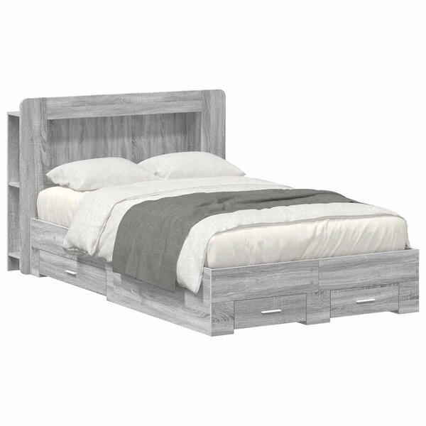 vidaXL Cadre de lit avec rangement Sonoma gris 120 x 190 cm