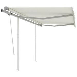vidaXL Auvent manuel rétractable avec poteaux 3x2 5 m Crème