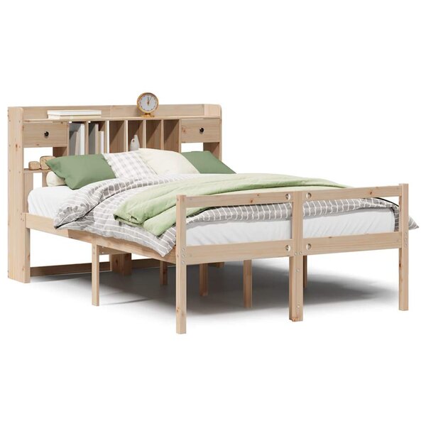vidaXL Lit bibliothèque sans matelas 140x200 cm bois massif de pin
