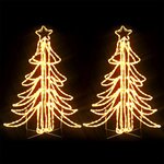 vidaXL Arbres de Noël pliables avec LED 2 Pièces Blanc chaud 87x87x93 cm