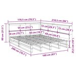 vidaXL Lit bibliothèque sans matelas 160x200 cm bois massif de pin