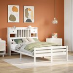 vidaXL Lit bibliothèque sans matelas blanc 135x190 cm bois pin massif