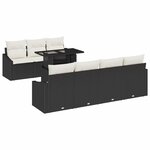 vidaXL Ensemble de canapé de jardin avec coussin 8 Pièces Noir et crème