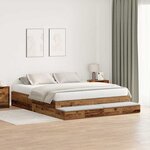 vidaXL Cadre de lit avec rangement Bois ancien 236.5 x 200 x 31.5 cm