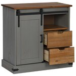 vidaXL Buffet HALDEN porte coulissante gris 80x40x80 cm bois massif