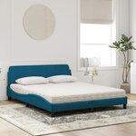 vidaXL Lit avec matelas Dover bleu 160x200 cm velours