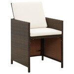 vidaXL Ensemble à manger de jardin et coussins 9 Pièces Poly rotin Marron