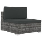 vidaXL Salon de jardin avec coussins 3 Pièces résine tressée gris
