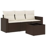 vidaXL Salon de jardin 4 Pièces avec coussins marron résine tressée