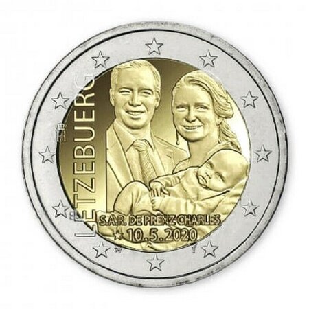 Monnaie 2 euros commémorative luxembourg 2020 naissance prince charles - version classique