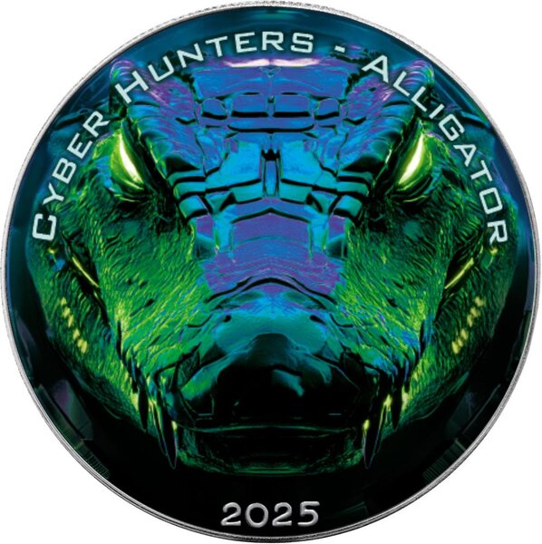 Pièce de monnaie en Argent 1 Dollar g 31.1 (1 oz) Millésime 2025 Cyber Hunters ALLIGATOR