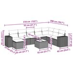 vidaXL Salon de jardin 9 Pièces avec coussins gris clair résine tressée