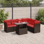 vidaXL Salon de jardin avec coussins 7 Pièces gris résine tressée acacia
