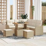 vidaXL Ensemble de canapé de jardin 8 Pièces Beige polyrotin