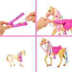 Barbie - coffret toilettage chevaux avec poupée barbie  2 chevaux et + de 20 accessoires - accessoire poupée mannequin - des 3 ans