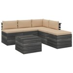 vidaXL Salon palette de jardin 6 Pièces avec coussins Bois de pin