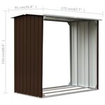 vidaXL Abri de stockage de bois Acier galvanisé 172x91x154 cm Marron