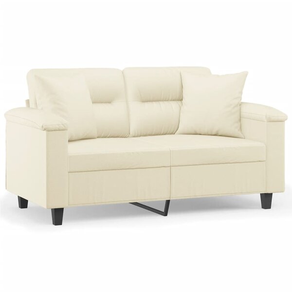 vidaXL Canapé 2 places avec oreillers crème 120 cm similicuir