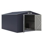 Abri de jardin en métal 8,84m² - 2 portes battantes - Gris anthracite