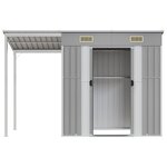 vidaXL Abri de jardin avec toit prolongé gris clair 277x107x181 cm