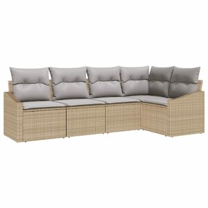vidaXL Ensemble de canapé de jardin 5 Pièces Beige Poly rotin