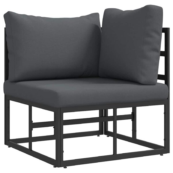 vidaXL Mobilier de jardin avec coussin avec oreiller Noir Aluminium